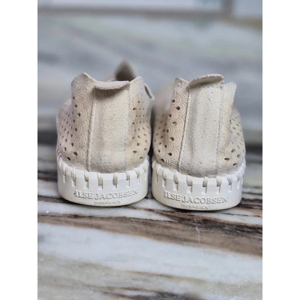 Ilse Jacobsen Tulip 139 Perforated Slip‎ On Shoes Cream Beige EU 37  Womens